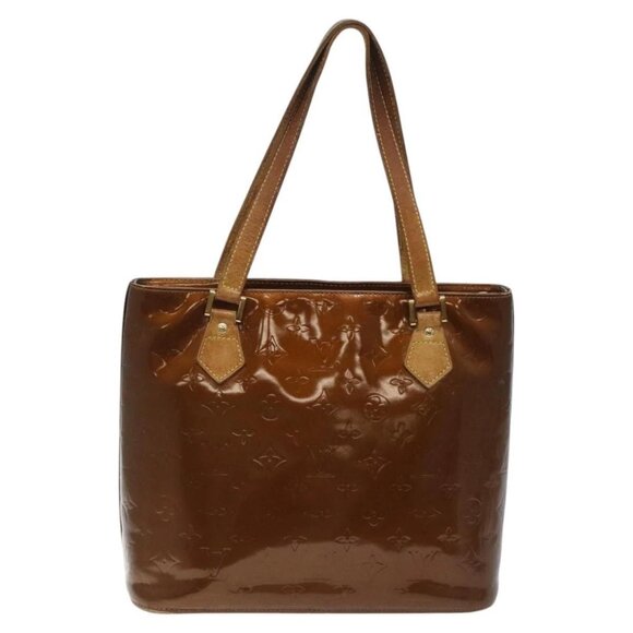 LOUIS VUITTON Monogram Vernis Houston Hand Bag Bronze M91122 LV Auth MY122 - Picture 1 of 16